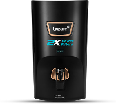 LIVPURE LIV-PEP-STAR-ALKALINE 2X Power Filter No Filter Cost for 2 Year 7 L RO + UF + UV + Copper + Alkaline Water Purifier (Black)