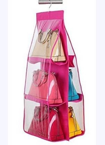 Feeling mall Hanging Handbag Purse Organizer Bags Dustproof Storage Bags  Holder for Closet Wardrobe Door Space Saving Organizer System with 6 Large  Clear Vinyl Pockets MULTI - Price in India