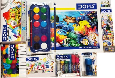  anjanaware Colour Fun Combo Kit, Assorted Items, Gifting  Kit, Drawing Book, Wax Crayons, Pencil, Eraser, Sharpner, Tempera  Colors