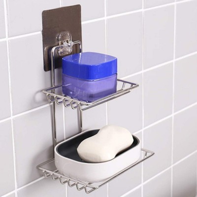 Antokin Bathroom Shelves and Racks Double Layer Soap Box Holder
