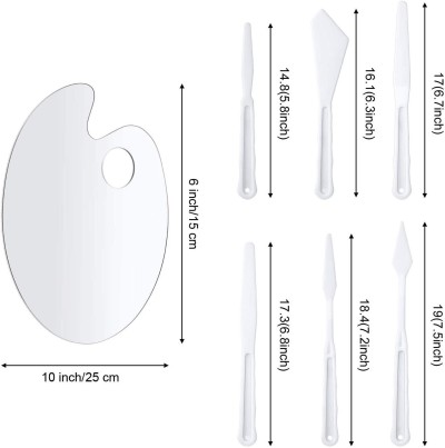 BM RETAIL 10x6 inches Acrylic Artist Paint Palette Clear Oval Non