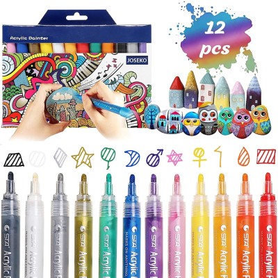 Dherik Tradworld 12Pcs Acrylic Paint Marker Pens for kids -  Marker Pens