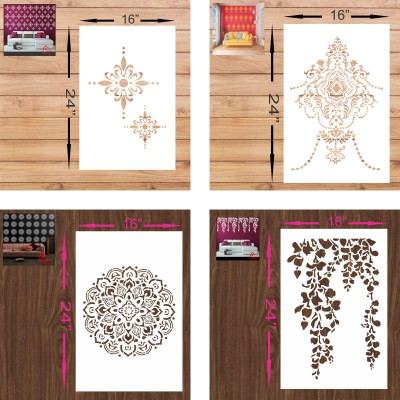 SWAGSTATION SWAGSTATIONS Border Stencils for Art and Craft Flower Pattern 2  in 1 Border Stencil Design Reusable Template (8x4 Inch) Wall Decoration  Stencil Design - Furniture, Canvas Painting, Sketching, DIY Border 17
