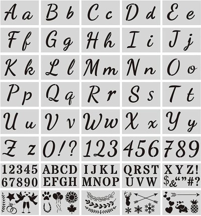 Calligraphy Alphabet Letter Number Cake Acrylic Stencil 1.5 Inch