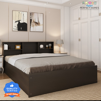Flipkart Perfect Homes Opus Engineered Wood Queen Box Bed, 213 cm x 162.3 cm (6.99 ft x 5.32 ft) Finish Color - AW Flowery Wenge SIB, Delivery Conditi