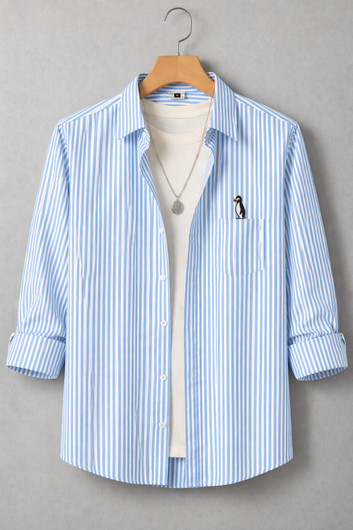 tyrell men regular fit striped spread collar casual shirt
