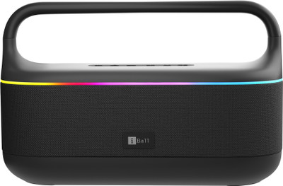 iBall Dhun, 5hrs Playback, Dual Drivers, Dual EQ,Powerful BASS, TWS, RGB, Type-C 50 W Bluetooth Party Speaker Black, Stereo Channel