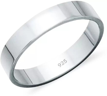 Parnika High Polish Regular Wear Unisex Band Silver Ring Chandi