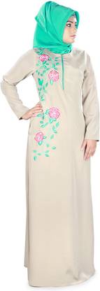 MyBatua Polyester Self Design Abaya With Hijab