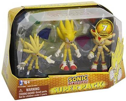 Sonic The Hedgehog Super Pack Action Figures Super Silver, Super Sonic, and Super Shadow, 3 Pack