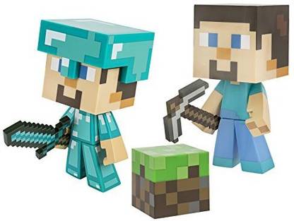 Maven Gifts Minecraft Steve Vinyl 6" Limited Edition Figure With Minecraft Diamond Steve Vinyl 6" Diamond Edition Figure