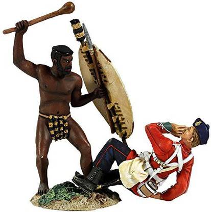 Britains War W Britain Zulu Warrior Attacking British 24th Foot 1/30 20148 Collectible Toy Soldiers Hand Painted Metal Figure Thomas Gunn Collectors Showcase Type