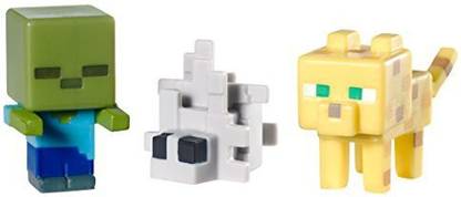 MATTEL Minecraft Collectible Figures Ocelot, Zombie and Silverfish 3-Pack, Series 2