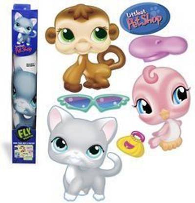 Littlest Pet Shop Removable Reusable 18" x 24" Wall Graffix Flypaper Sheet with 7 Different Graphics - Monkey, Cat, Bird