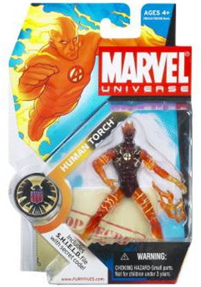 MARVEL Universe 3 3/4 Series 1 Action Figure Human Torch In Flames