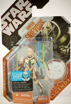 STAR WARS 3 3/4" General Grievous 4 Lightsabers 4 Arms