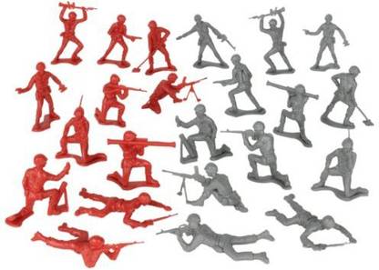 Tim Mee Timmee Plastic Army Men Gray Vs Red 100Pc Soldier Made