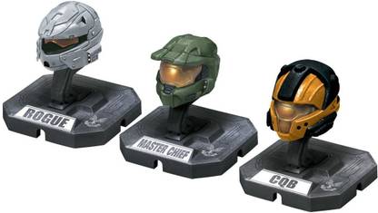 McFarlane Toys HALO Helmet 3PKs Series 1 - Set 3: Master Chief (Green), Rogue (Silver), CQB (Orange)