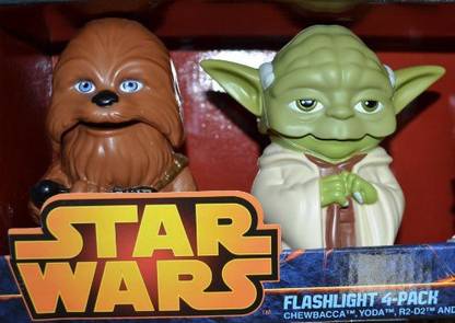 STAR WARS Flashlight 4Pack Chewbacca Yoda R2D2 And Darth Vader
