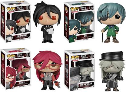 Funko Pop! Black Butler - Vinyl Figure - Set Of 4 - Sebastian, Ciel, Grell & Undertaker
