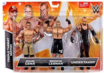 WWE Mattel WWE Triple Threat Match 'John Cena, Brock Lesnar, Undertaker' Figures