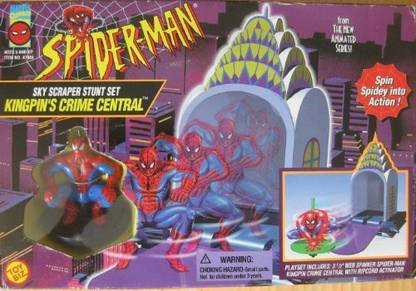 Toybiz Spiderman Kingpin'S Crime Central Skyscraper Stunt Set