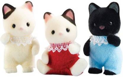 Calico Critters Tuxedo Cat Triplets