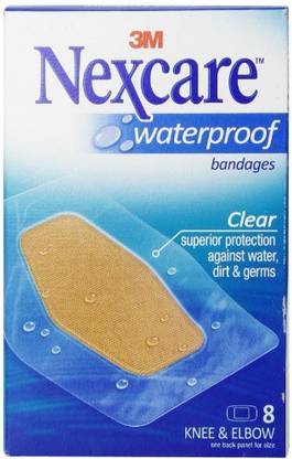 Nexcare Waterproof Clear Bandage, Knee and Elbow Adhesive Band Aid
