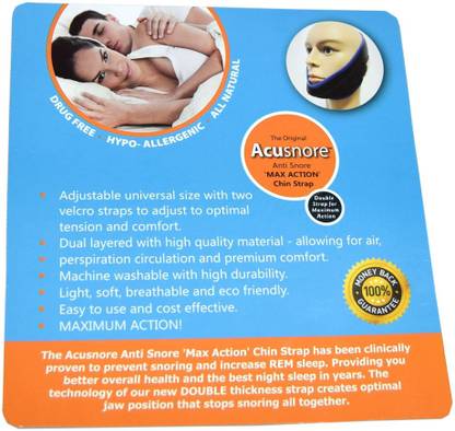 Acusnore Stop Snore Jaw Chin Strap Belt Apnea Solution Comfort Fit Design Anti-snoring Device