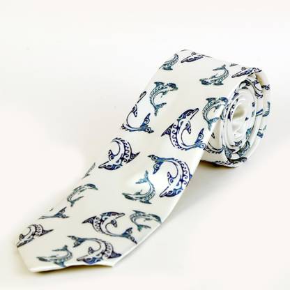 BLACKSMITH Blue Dolphins Design Graphic Print Men Tie