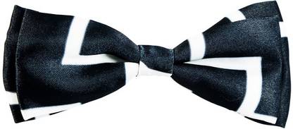 BLACKSMITH Black And White Zigzagdesign Bow Geometric Print Men Tie