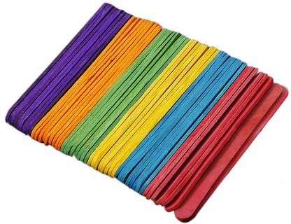 SNB Popsicle Stick Ice Cream Cake Diy Handicraft Art Kid Assorted Color - 2 Packs Of 50 Sticks