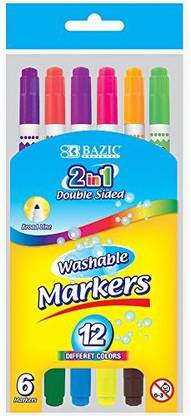 Bazic 6 Double-Tip Washable Markers (1233-12)