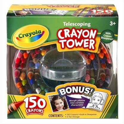 CRAYOLA 150-Count Telescoping Crayon Tower, Storage Case, Sharpener