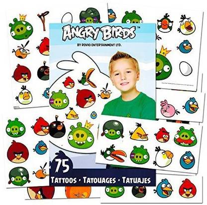 Angry Birds Tattoos and Stickers Party Favor Pack (75 Temporary Tattoos and Over 200 Stickers)