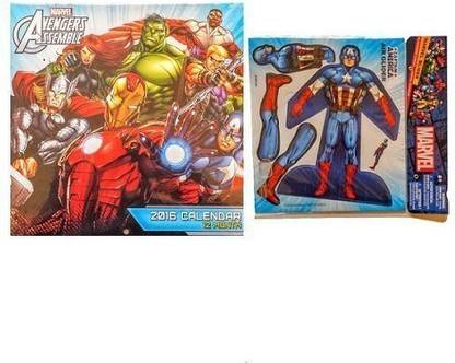 MARVEL Avengers Calendar With Bonus Captain America Glider Hulk Thor Iron Man Widow Hawk Eye