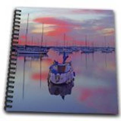 3dRose db_21710_1 San Diego Sailboats Sunrise Drawing Book, 8 by 8-Inch