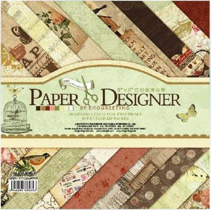 CraftDev Set of 40 Thick Beautiful Pattern Design Printed Papers for Art n Craft, Size: 8x 8 Inch - 20 Unique Designs (2 Sheets PerDesign) ( AFTERNOON)