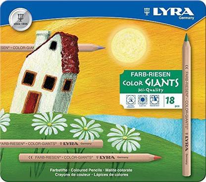 Lyra Color Giants Unlacquered Colored Pencils, 6.25 Millimeter Cores, Set of 18