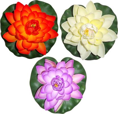 Muhil Floating Lotus Large Orange, Purple, White Lotus Artificial Flower