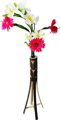 Dezire Zone Brown Assorted Artificial Flower  with Pot
