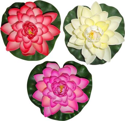 Muhil Floating Lotus Large Red, White, Pink Lotus Artificial Flower