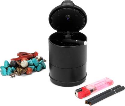Auto Hub Black Plastic Ashtray