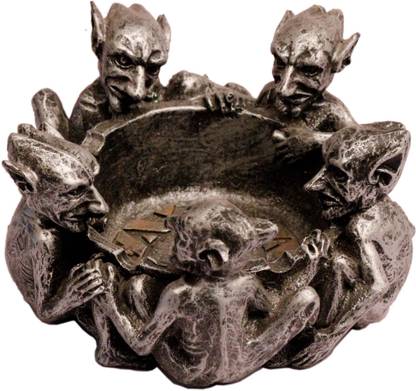 Tootpado Pirate Skull Goblins Silver Porcelain Ashtray
