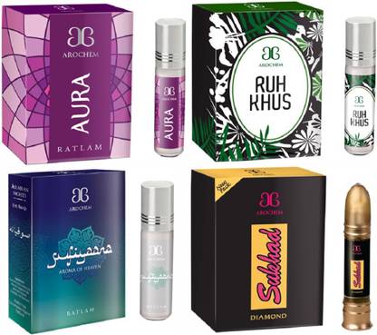AROCHEM Sukhad Ruh Khus Sufiyaana Aura Combo Floral Attar