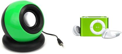 De BlueMix Combo 2 in 1 Set of Portable Mini AUX Battery Rechargable Speaker with Music 8 GB MP3 Player