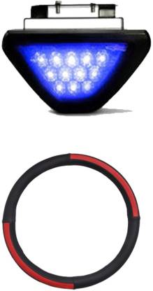 Allure Auto 1 Ring Type Car Steering Cover, Blue 12 LED Brake Light with Flasher For Hyundai i20 Combo