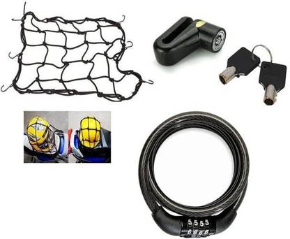 Easy4buy 1 Bike Cargo Bungee Net, 1 Disk Lock, 1 Number Lock Combo