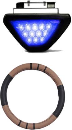 Allure Auto 1 Ring Type Car Steering Cover, Blue 12 LED Brake Light with Flasher For Datsun Go+ Combo