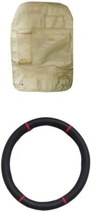 Allure Auto 1 Ring Type Car Steering Cover, 1 Seat organizer Combo